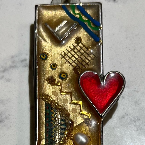 Yossi Steinberg Mezuzah. HANDMADE Judaica by Israeli Artist. Resin And Metal. - Picture 7 of 13